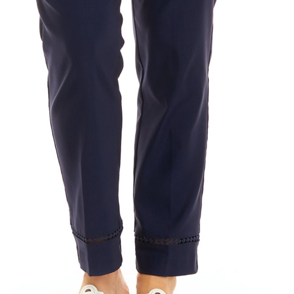 Pantalon Femme Crown & Ivy Taille 16 Rose Brodé Stretch Taille Haute Crop